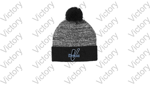 Black/Grey Heathered Pom Beanie
