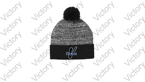 Black/Grey Heathered Pom Beanie