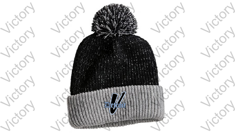 Black/Grey speckled pom beanie