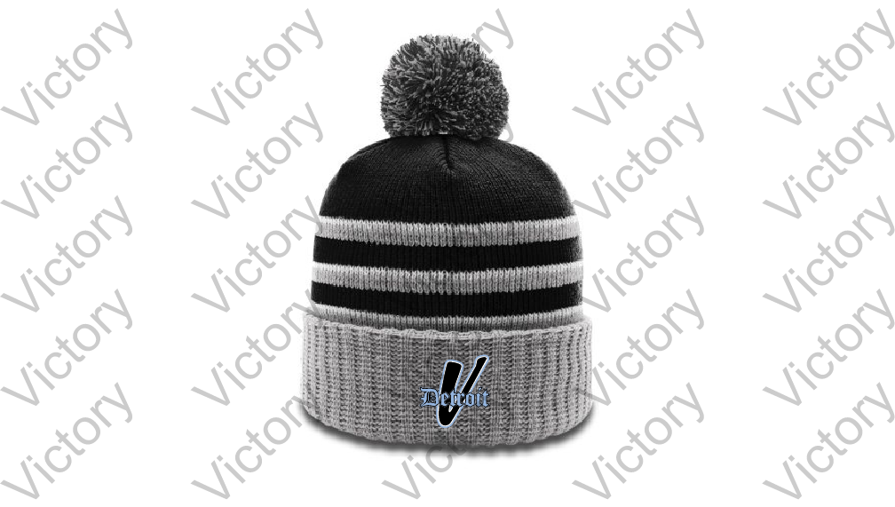 Black/Grey striped beanie