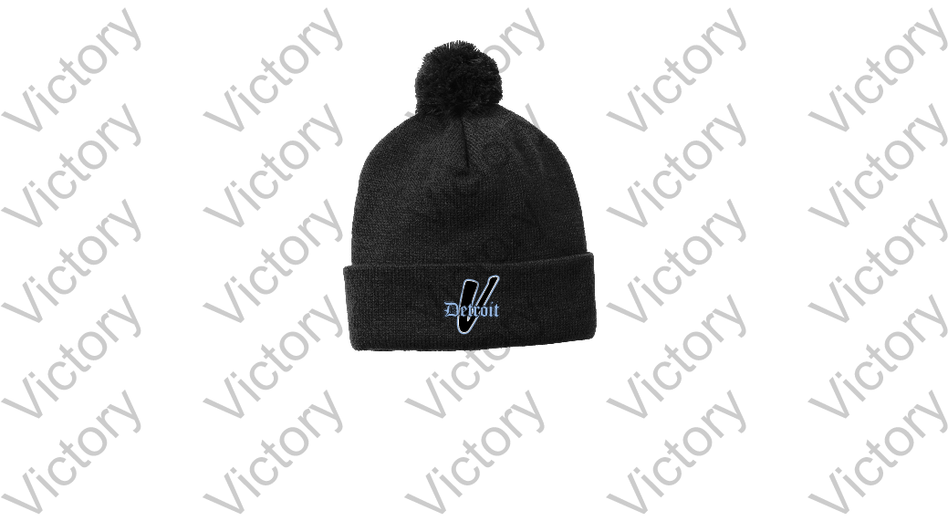Solid Black Pom Beanie